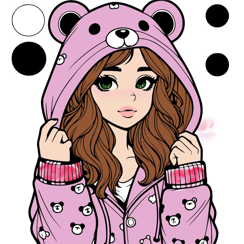realistic girl in a animal pjs hoodie