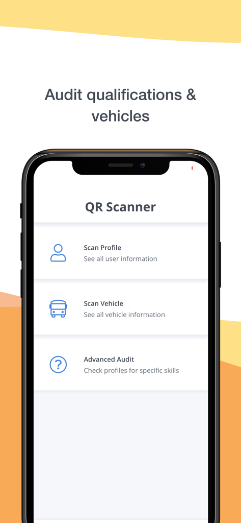 AIRDAT VISA app QR scanner interface for auditing airport staff qualifications and vehicles