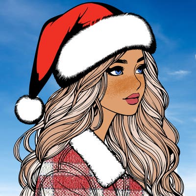 realistic girl in santa hat