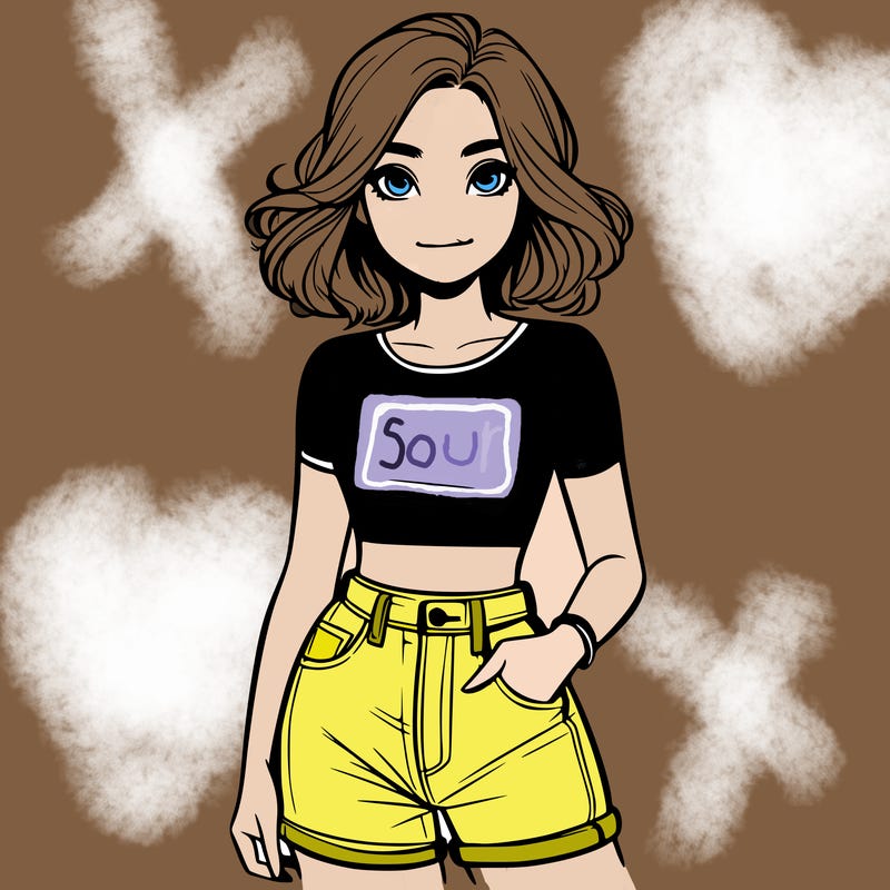 realistic girl with crop top and jeans shorts