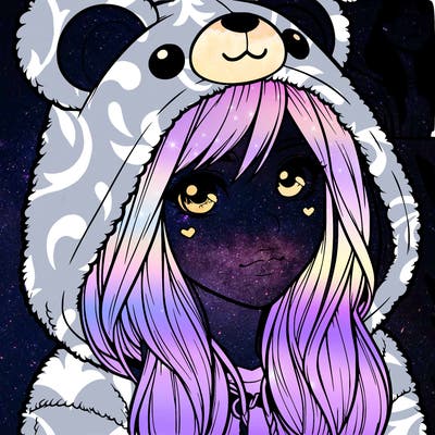 realistic girl in a bear hoodie