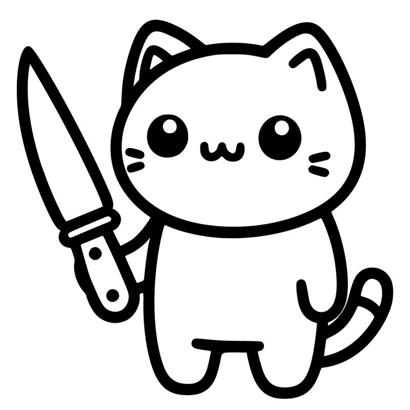cat with a knife