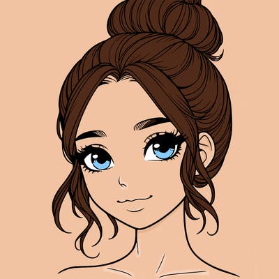 realistic pretty girl with hair in bun