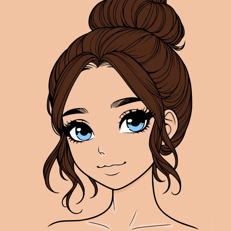realistic pretty girl with hair in bun