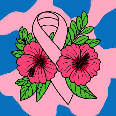 breast cancer awareness with hibiscus flowers
