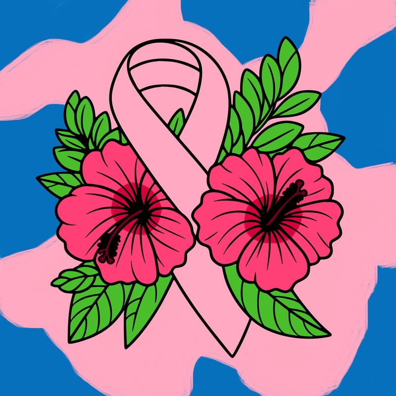 breast cancer awareness with hibiscus flowers