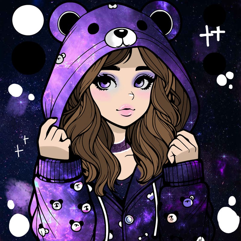 realistic girl in a animal pjs hoodie