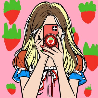 a realistic girl holding her phone taking pictures