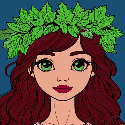 realistic girl with fall leaf crown