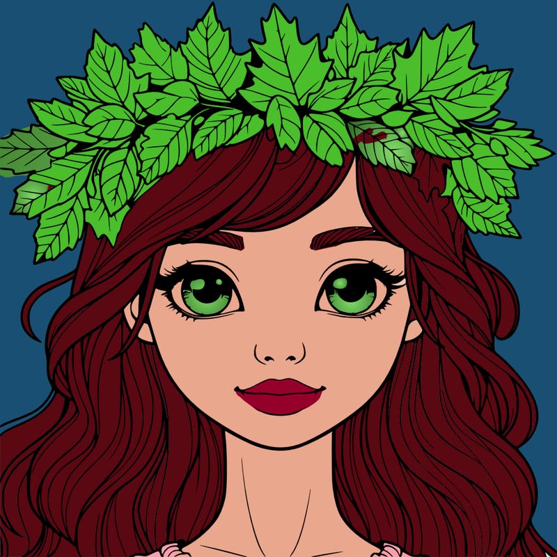 realistic girl with fall leaf crown