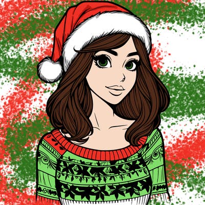 realistic lady in a christmas sweater