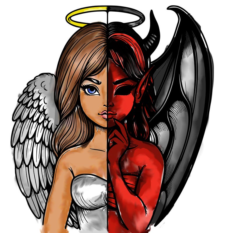 realistic angel half demon