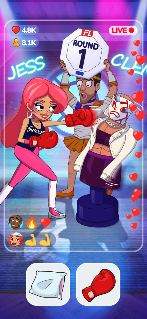 Jess' Stories - Life Adventure - Jess training in a boxing ring for a viral live stream video