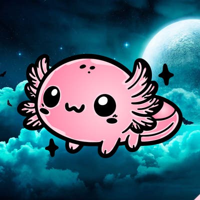 cute easy baby axolotl