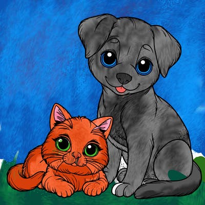 realistic cat and dog