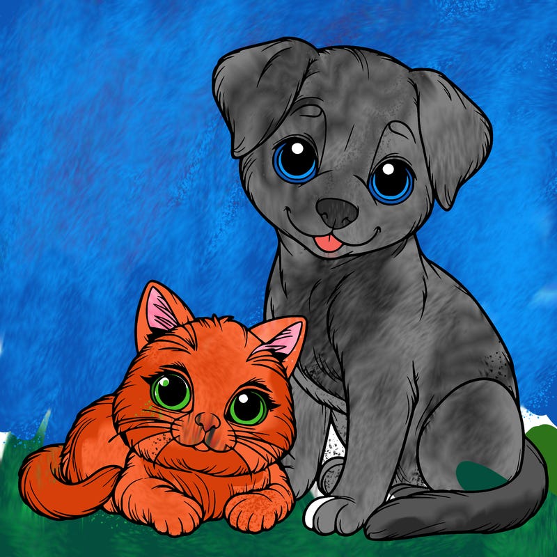 realistic cat and dog