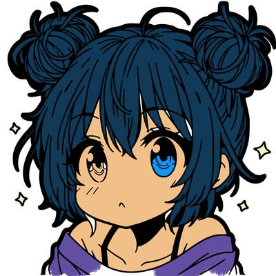 a manga girl with messy small buns
