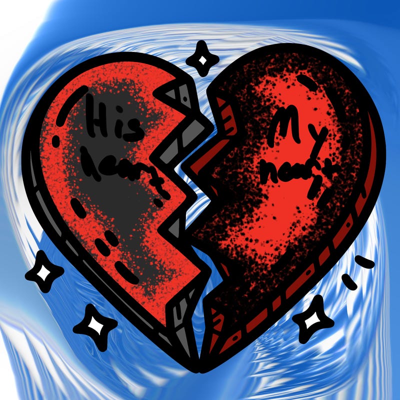 split in half heart