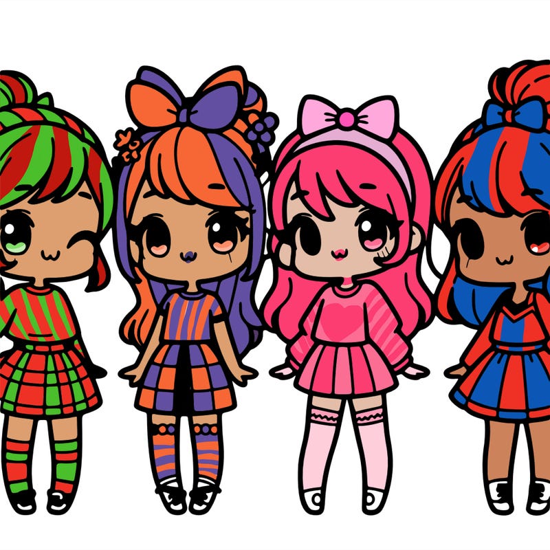 4 cute kawaii girls