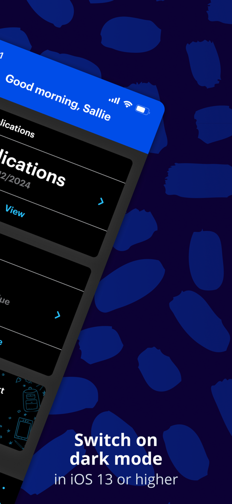 Sallie Mae - Sallie Mae mobile app interface showcasing dark mode feature for student loan management
