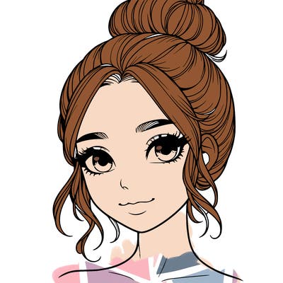 realistic pretty girl with hair in bun