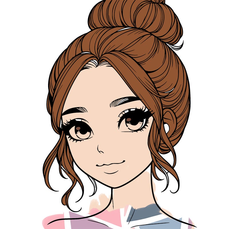 realistic pretty girl with hair in bun