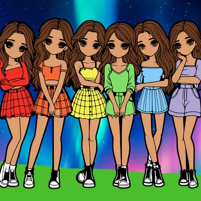a group of girls realistic