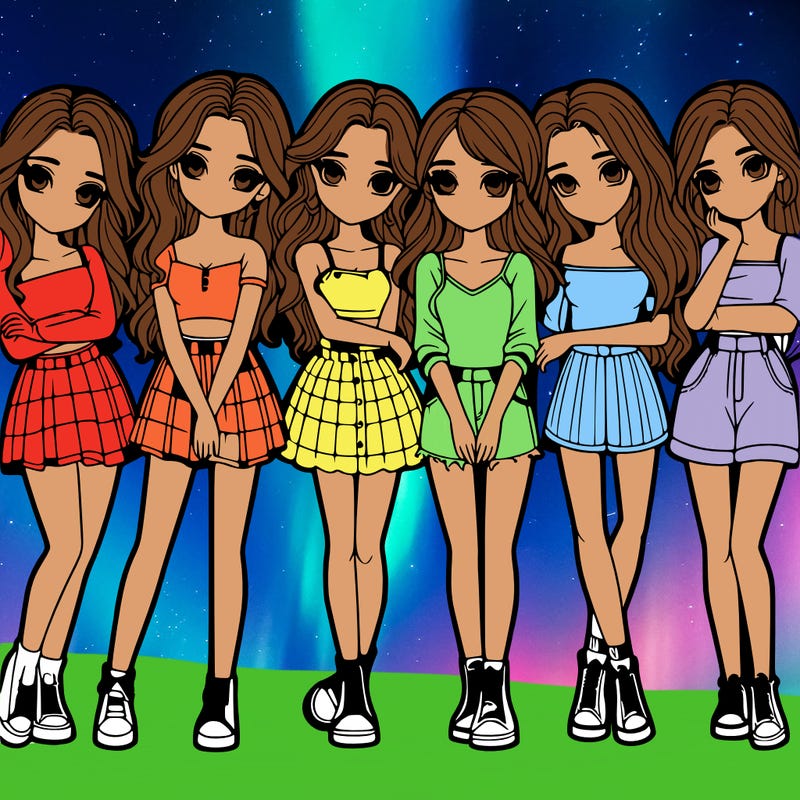 a group of girls realistic