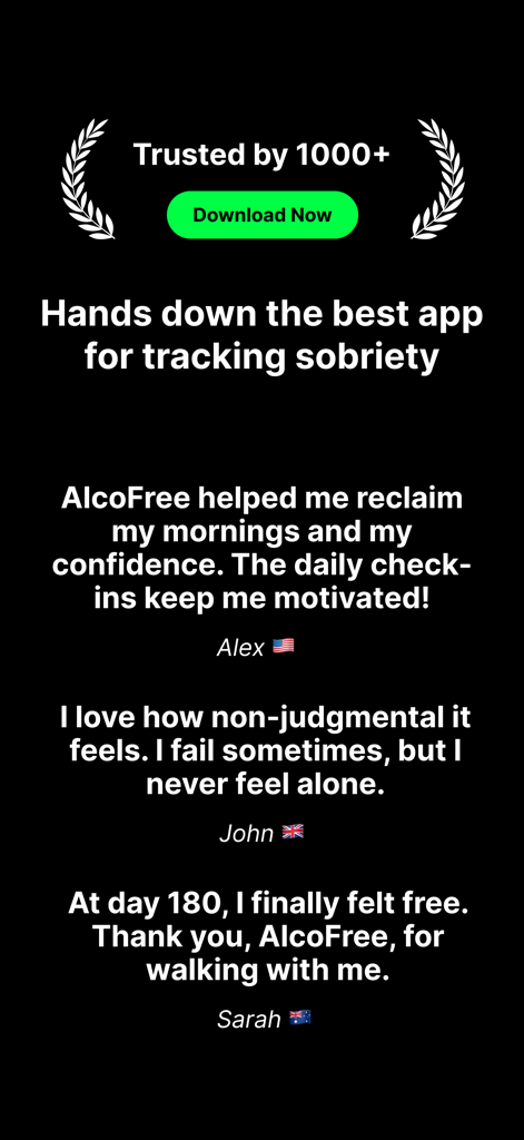 AlcoFree: Quit Alcohol Tracker - User reviews and testimonials for the AlcoFree sobriety tracking app