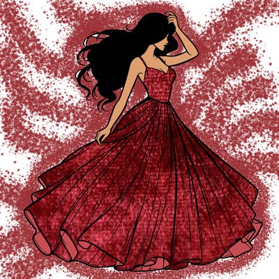 realistic woman with dress flowing in the wind