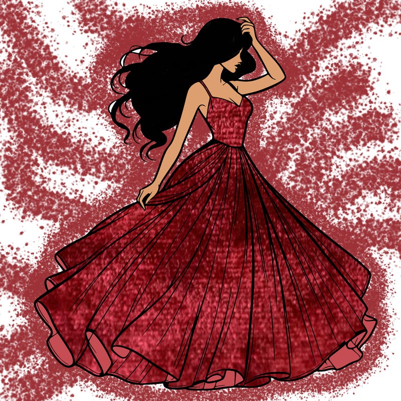 realistic woman with dress flowing in the wind