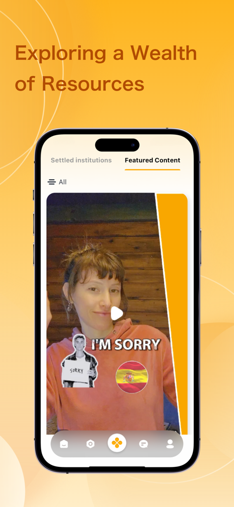 PolyChat - Chat with Natives - PolyChat app interface displaying a featured video lesson with a native speaker