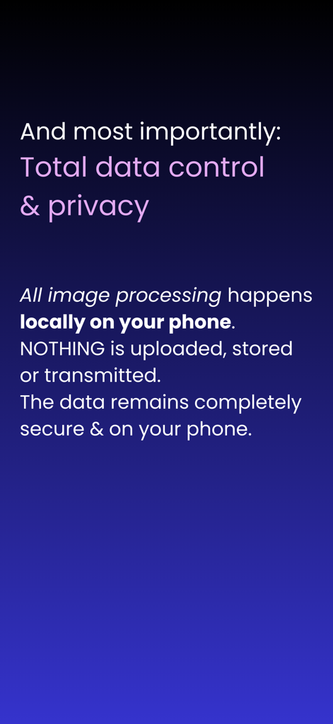 Captura de pantalla de la aplicación Visor DICOM resaltando el procesamiento de datos local y las funciones de privacidad