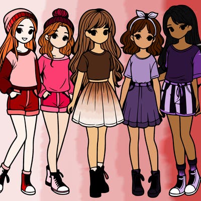 a group of five girls