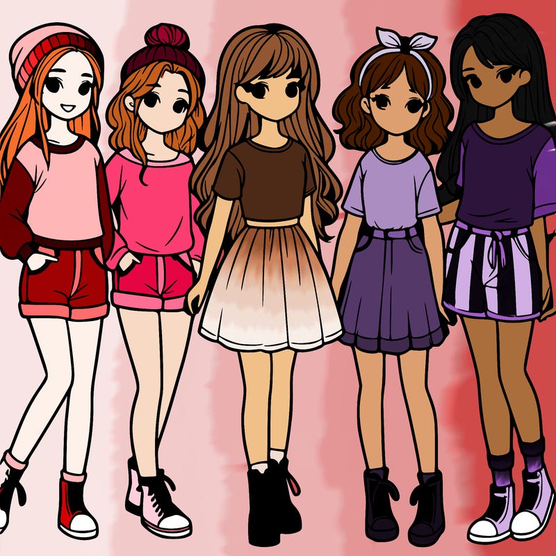 a group of five girls