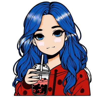 realistic teen girl with boba