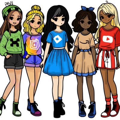 a group of five girls