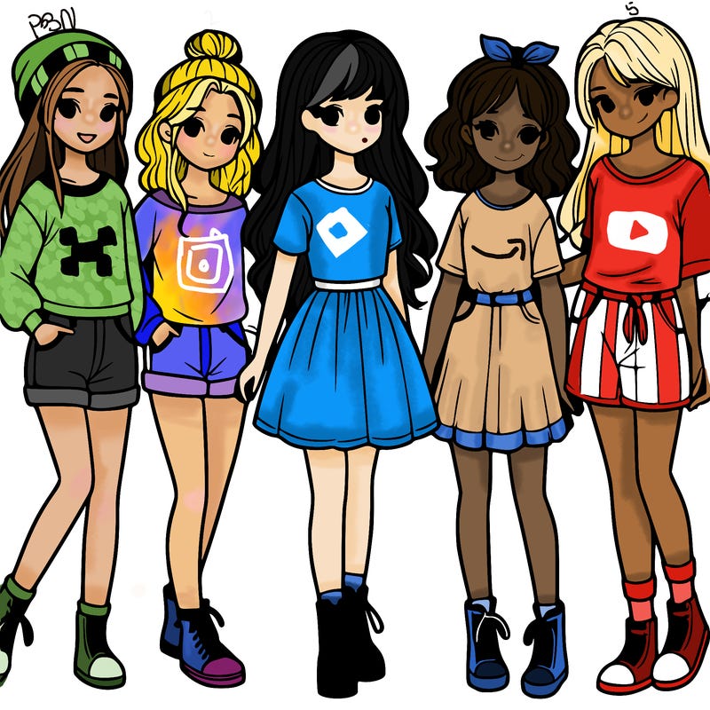 a group of five girls