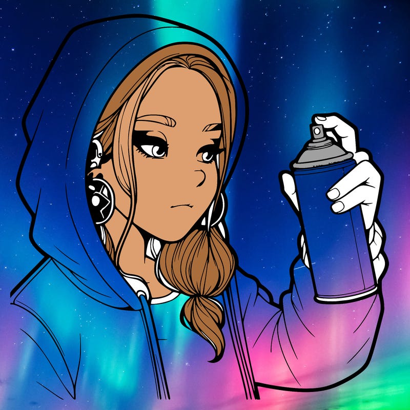 a realistic girl, spray painting