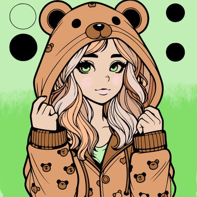 realistic girl in a animal pjs hoodie