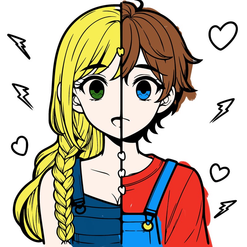 realistic girl boy split