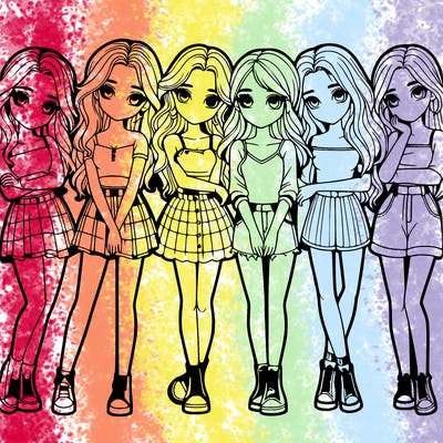 a group of girls realistic