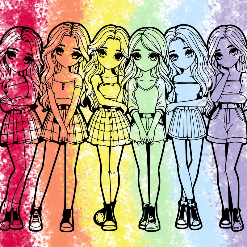 a group of girls realistic