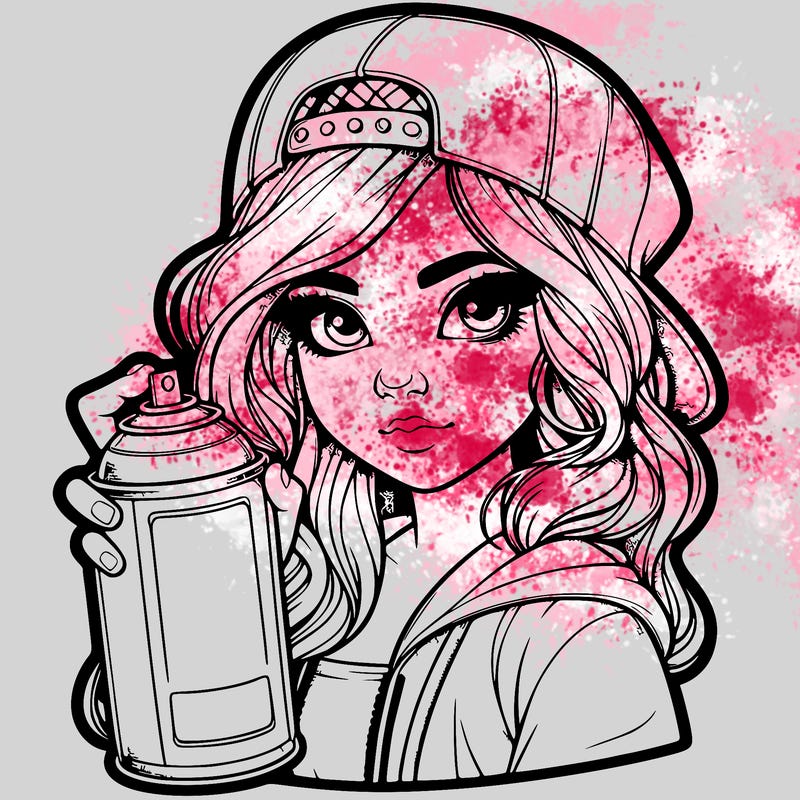 realistic girl with spray paint