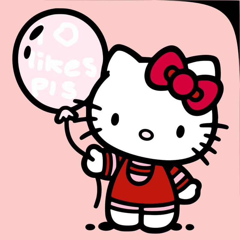 hello kitty holding a balloon