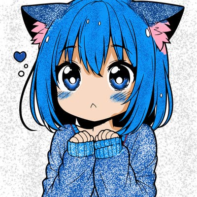 shy anime catgirl