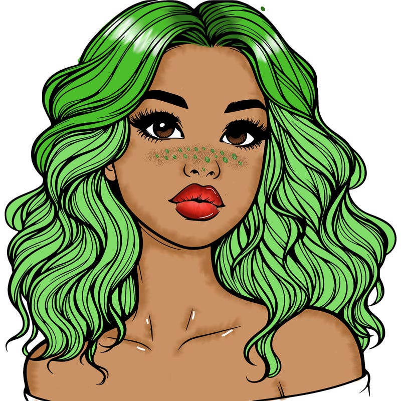 realistic girl with wavy hair and lips