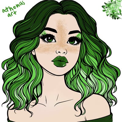 realistic girl with wavy hair and lips