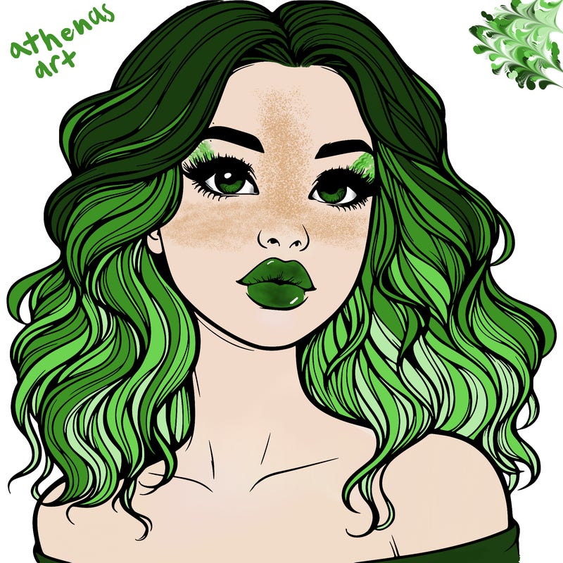 realistic girl with wavy hair and lips