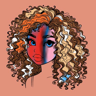 girl with curly hair realistic
